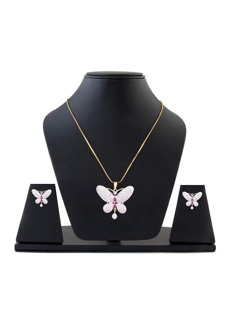 Gold Stone Studded Gold Plated Necklace Set