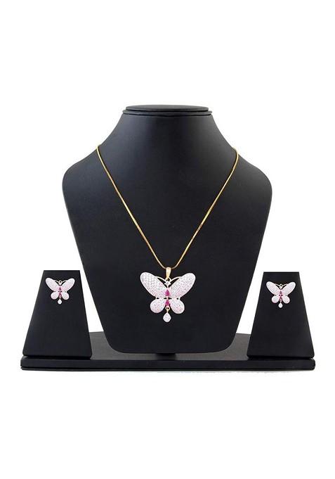 Gold Stone Studded Gold Plated Necklace Set