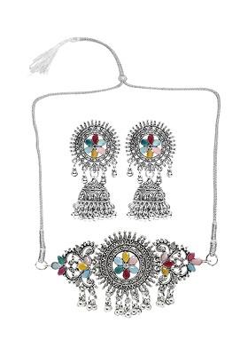 Silver Beaded Gold Plated Necklace Set