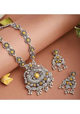 Silver Beaded Gold Plated Necklace Set