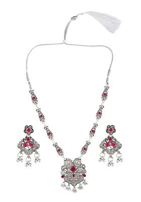 Silver Beaded Gold Plated Necklace Set