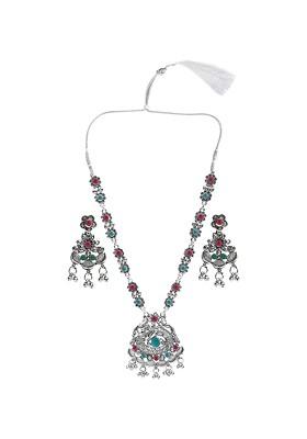 Silver Beaded Gold Plated Necklace Set