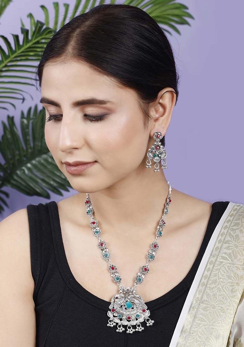 Silver Beaded Gold Plated Necklace Set