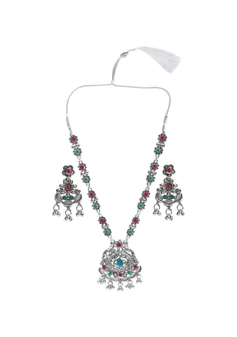 Silver Beaded Gold Plated Necklace Set