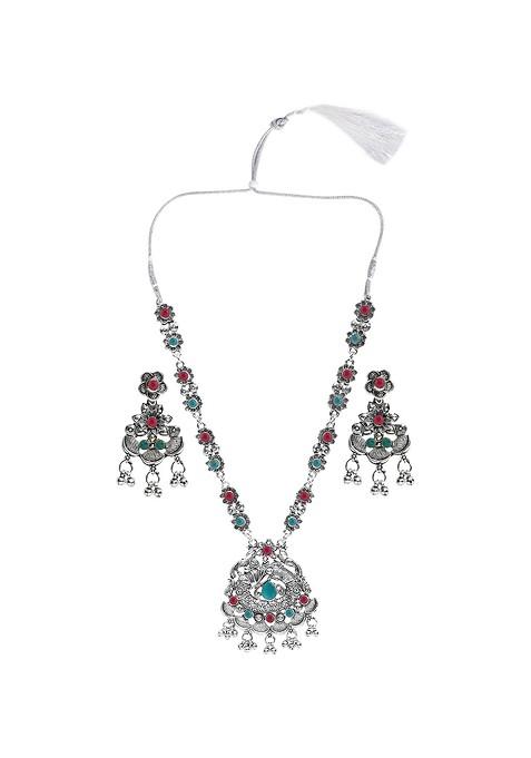 Silver Beaded Gold Plated Necklace Set