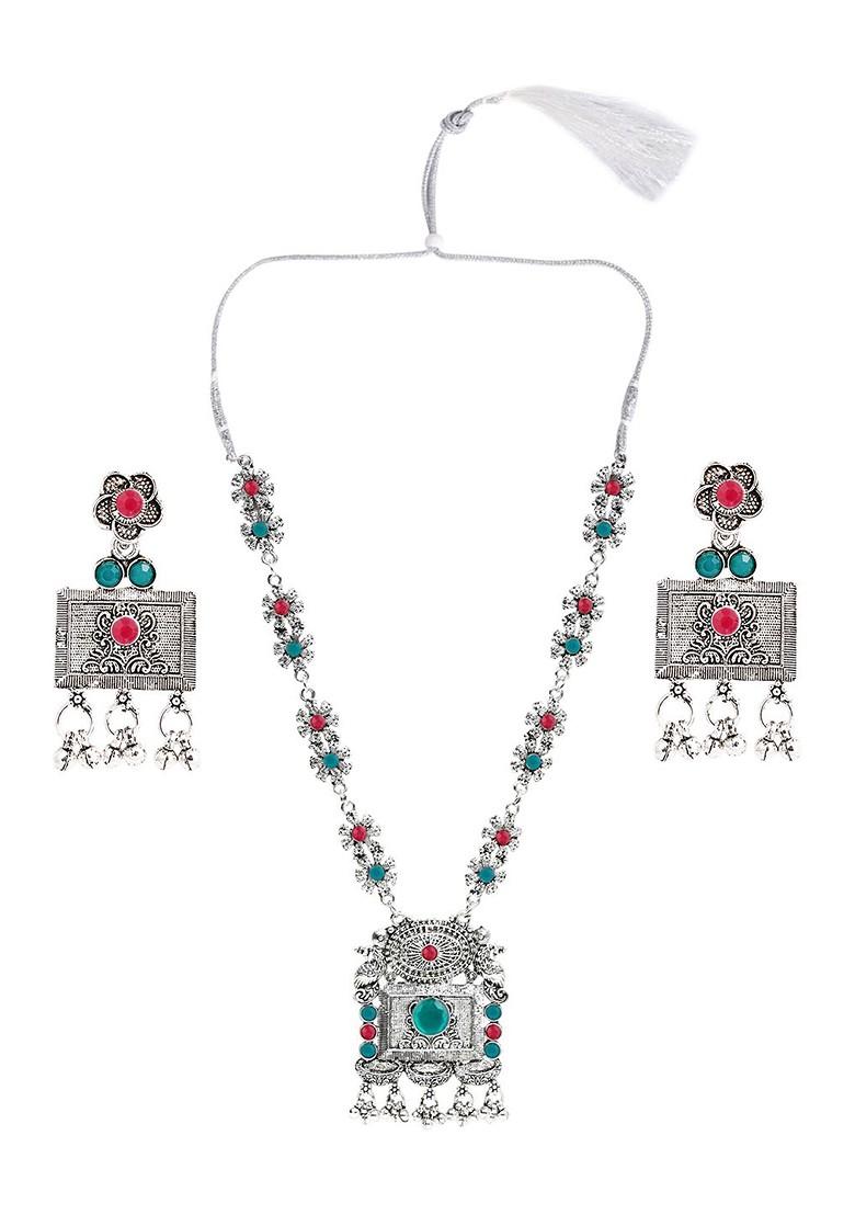 Silver Beaded Gold Plated Necklace Set