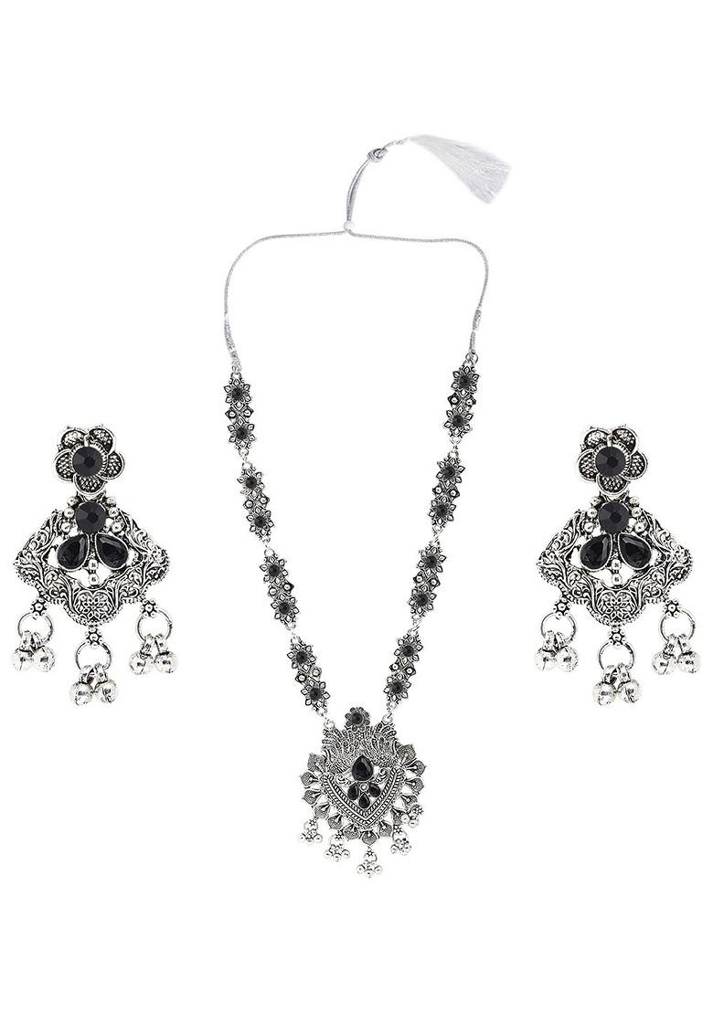 Black Beaded Gold Plated Necklace Set