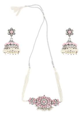 Silver Beaded Gold Plated Necklace Set