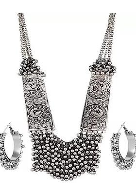 Silver Beaded Gold Plated Necklace Set