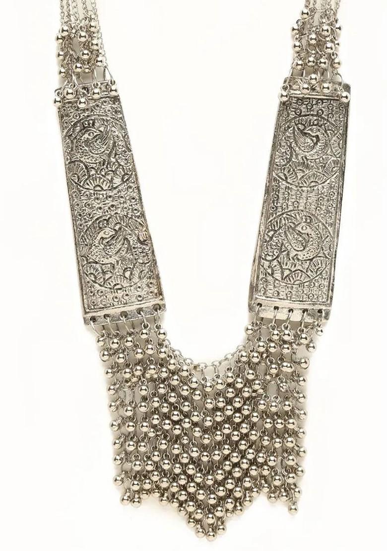 Silver Beaded Gold Plated Necklace Set