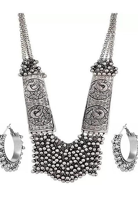 Silver Beaded Gold Plated Necklace Set