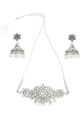 Silver Beaded Gold Plated Necklace Set