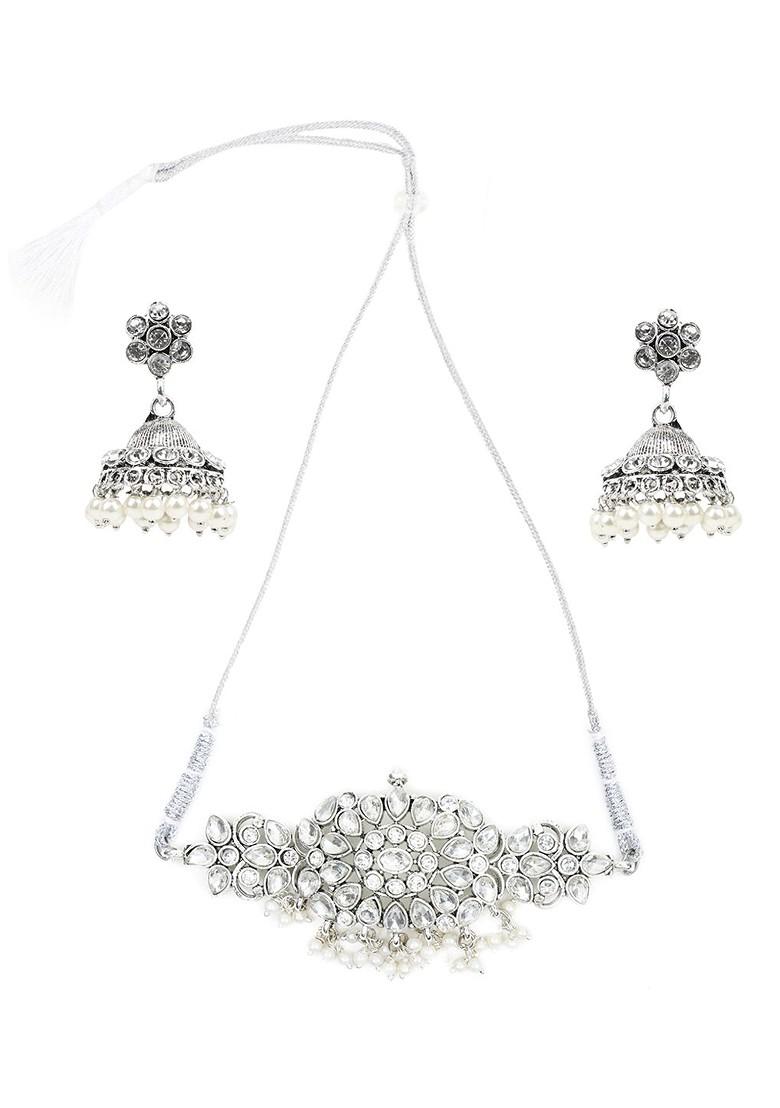 Silver Beaded Gold Plated Necklace Set