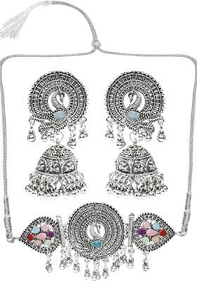 Silver Beaded Gold Plated Necklace Set