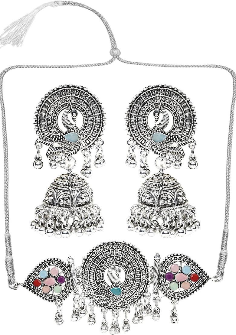 Silver Beaded Gold Plated Necklace Set