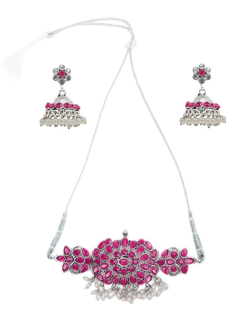 Silver Beaded Gold Plated Necklace Set