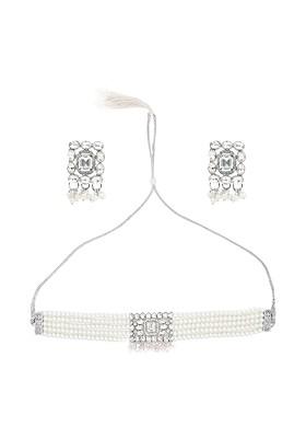 Silver Beaded Gold Plated Necklace Set