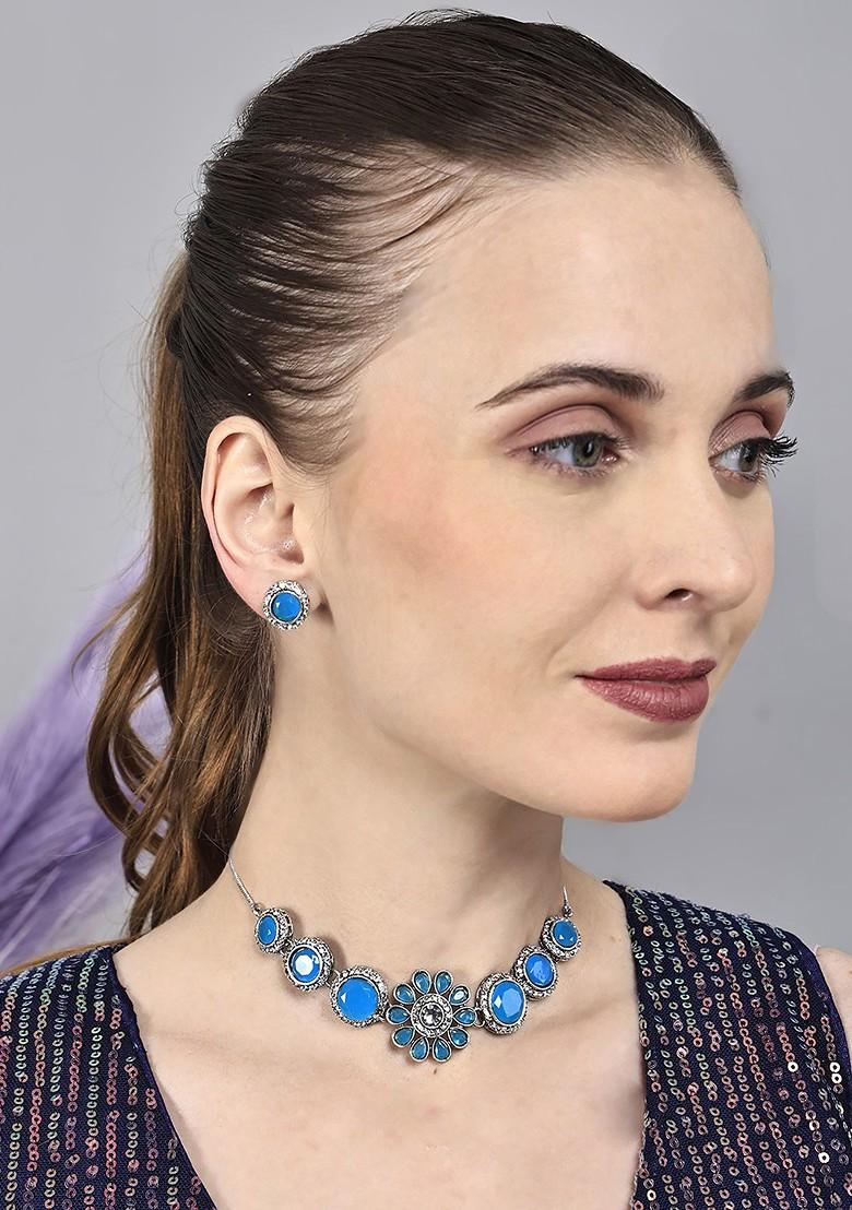 Silver Beaded Gold Plated Necklace Set