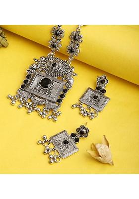 Silver Beaded Gold Plated Necklace Set