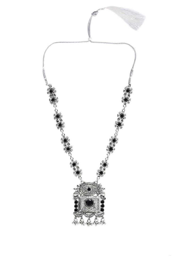 Silver Beaded Gold Plated Necklace Set