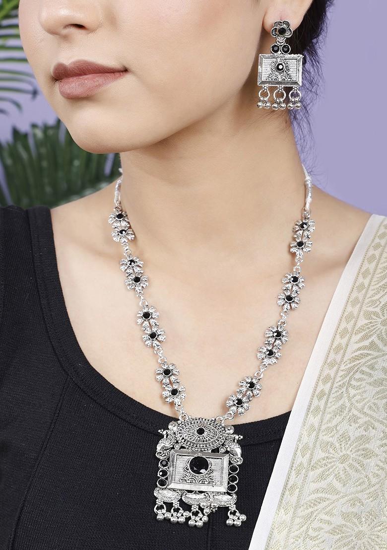 Silver Beaded Gold Plated Necklace Set