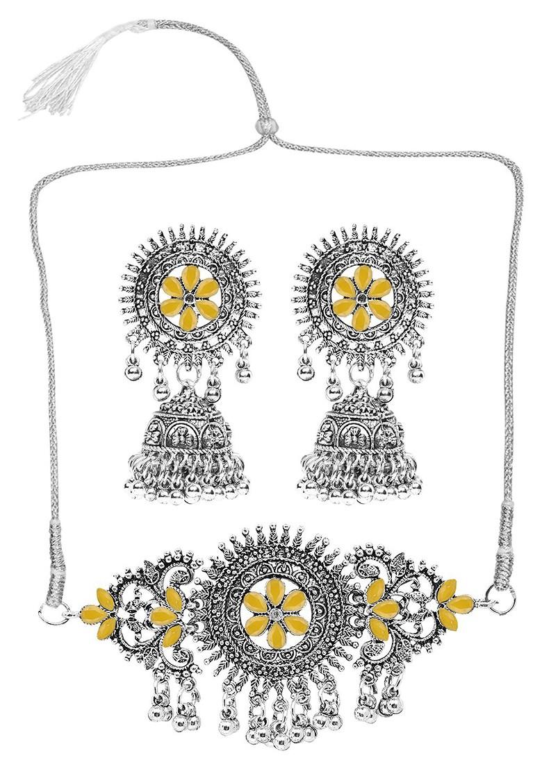 Silver Beaded Gold Plated Necklace Set