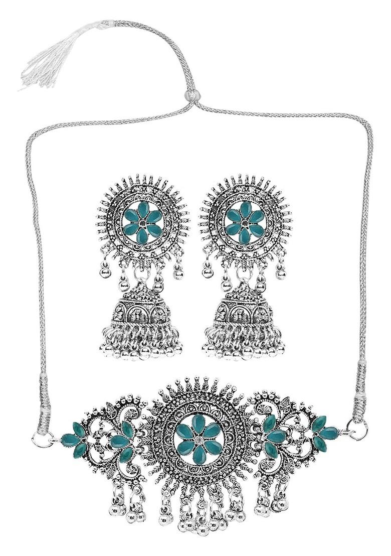 Silver Beaded Gold Plated Necklace Set