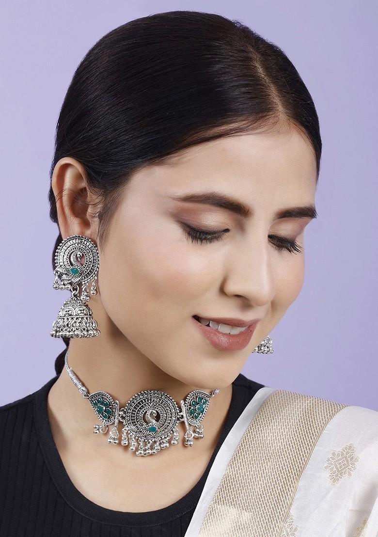 Silver Beaded Gold Plated Necklace Set