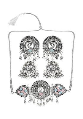 Silver Beaded Gold Plated Necklace Set