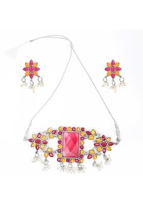 Silver Beaded Gold Plated Necklace Set