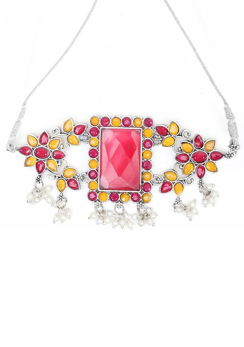 Silver Beaded Gold Plated Necklace Set