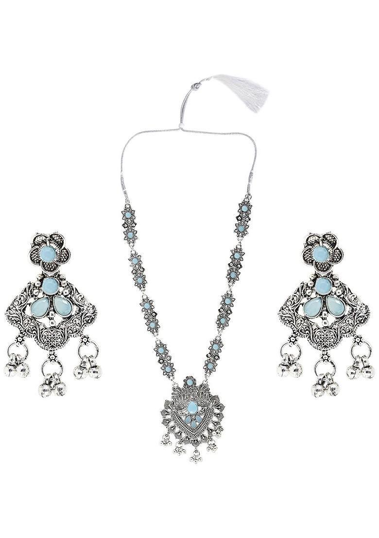 Silver Beaded Gold Plated Necklace Set