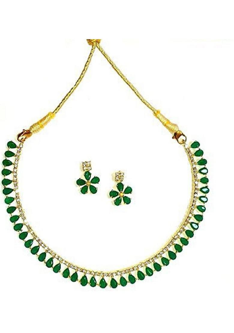 Gold Stone Studded Gold Plated Necklace Set