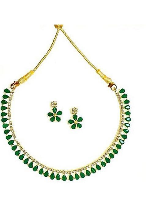 Gold Stone Studded Gold Plated Necklace Set