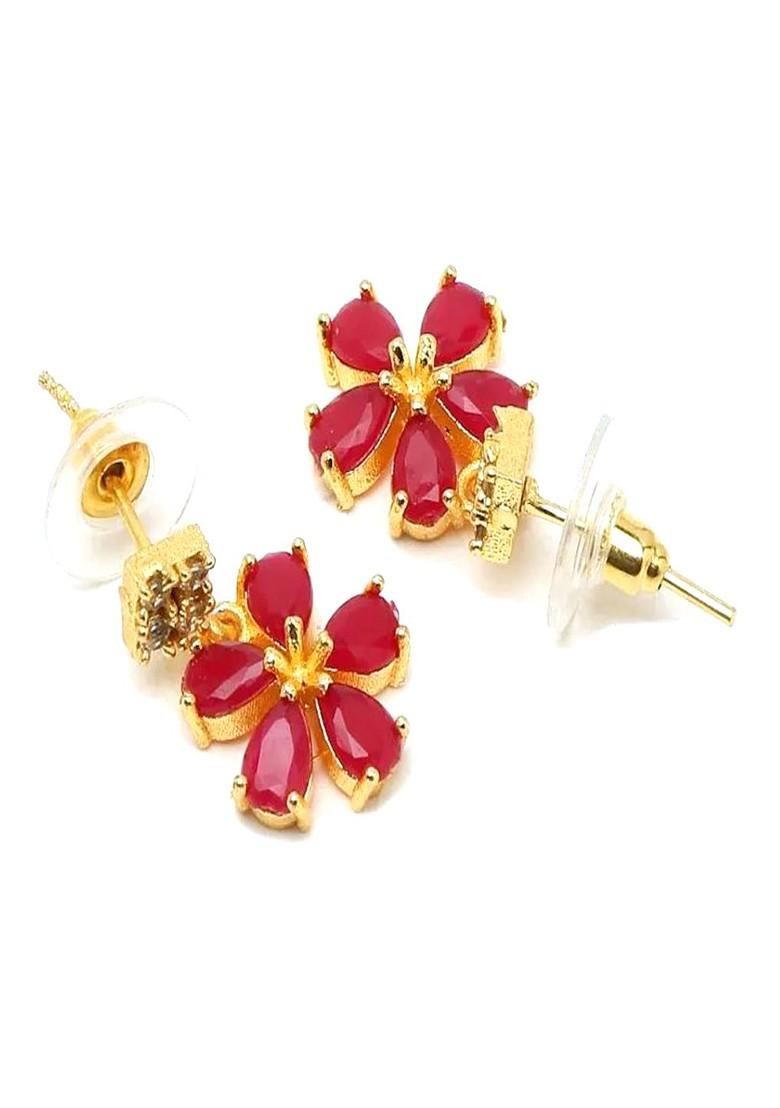 Gold Stone Studded American Diamond Necklace Set