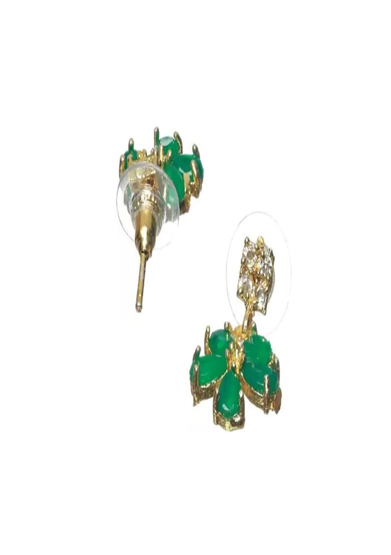 Gold Stone Studded American Diamond Necklace Set