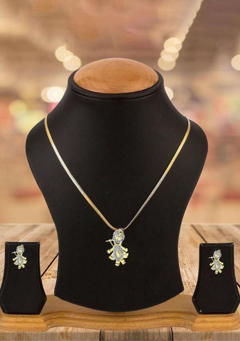 Gold Stone Studded Gold Plated Necklace Set