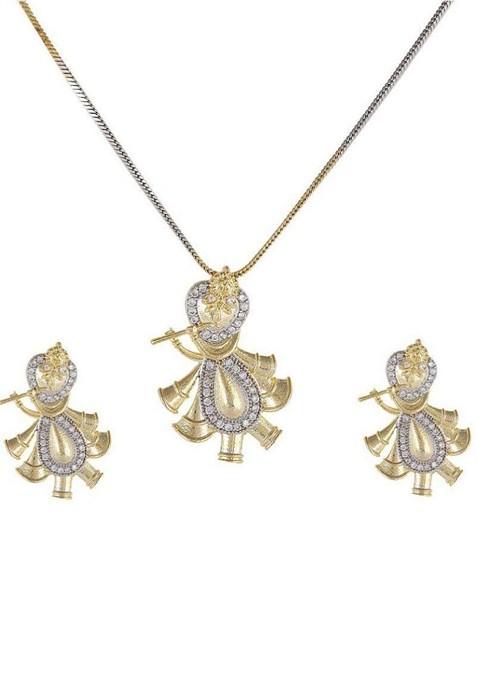 Gold Stone Studded Gold Plated Necklace Set