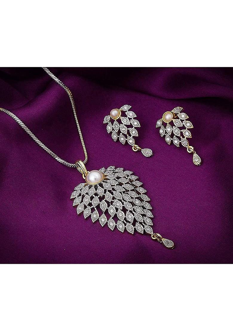 Gold Stone Studded Gold Plated Necklace Set