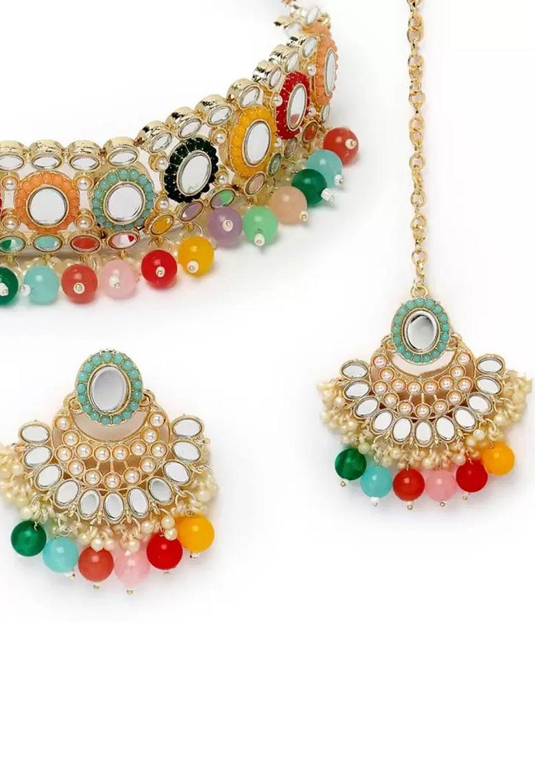 Gold Beaded Gold Plated Necklace Set