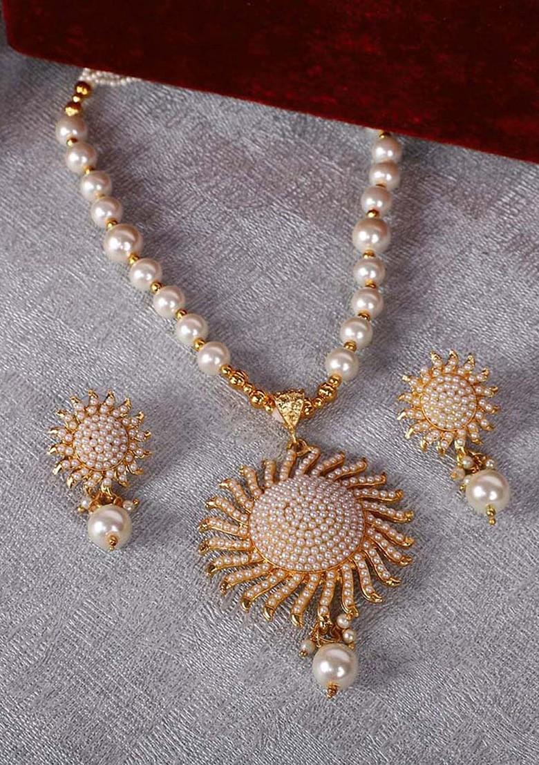 Gold Beaded Gold Plated Necklace Set