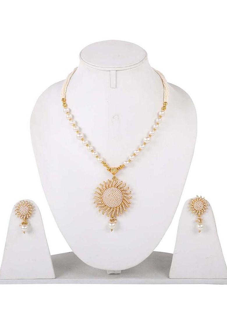 Gold Beaded Gold Plated Necklace Set