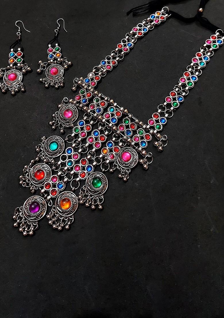 Silver Beaded Gold Plated Necklace Set