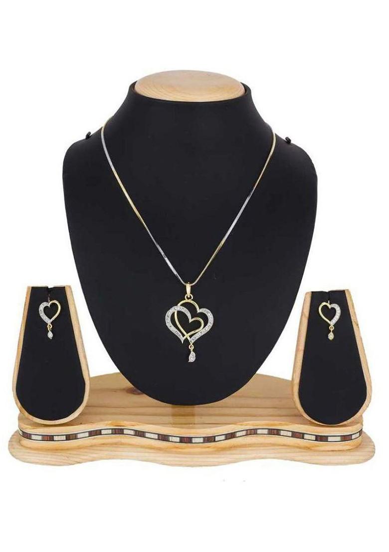 Gold Stone Studded Gold Plated Necklace Set