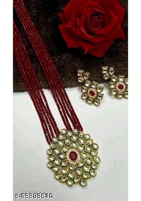 Gold Beaded Gold Plated Necklace Set