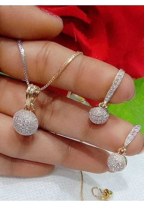 Gold Stone Studded Gold Plated Necklace Set