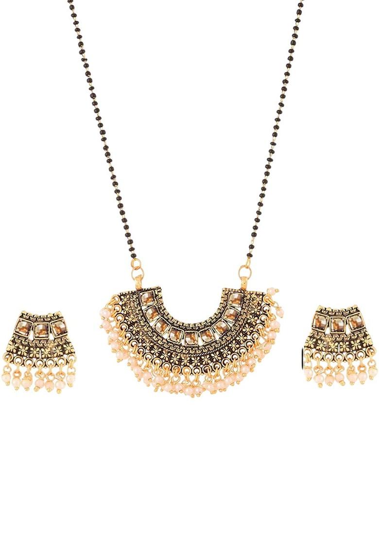 Gold Beaded Gold Plated Necklace Set