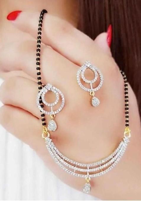 Gold Stone Studded Gold Plated Necklace Set