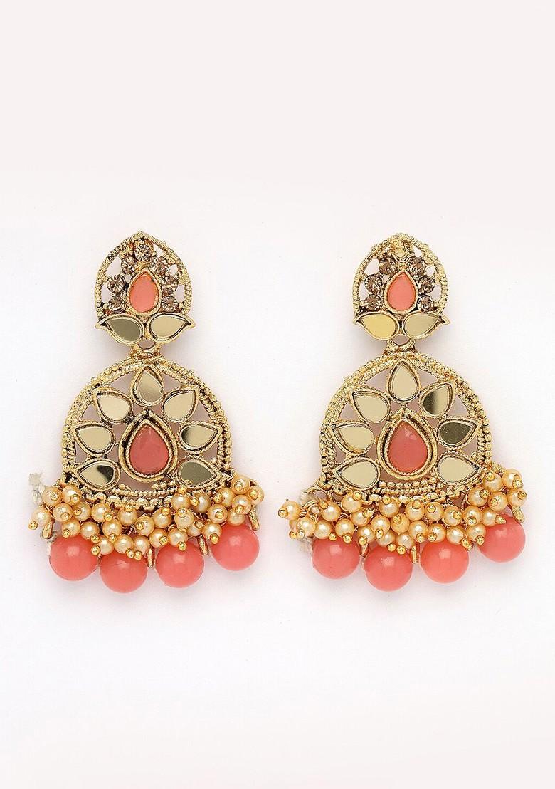 Pink Kundan And Beads Studded Choker Gold Plated Necklace Set