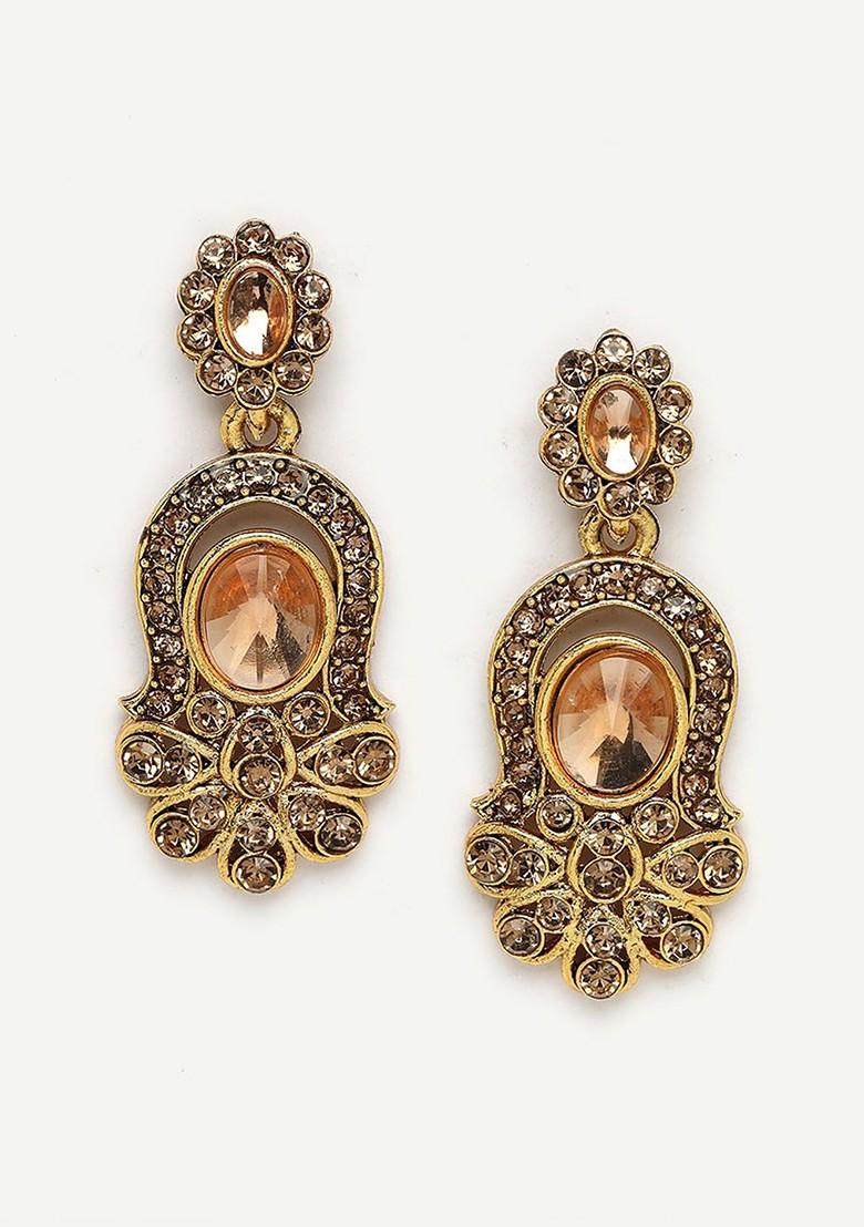 Gold Ad Studded Choker Gold Plated Necklace Set